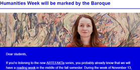 Faculty Newsletter: Humanities Week will be marked by the Baroque